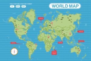 Cute World Map Vector Illustration in AI EPS