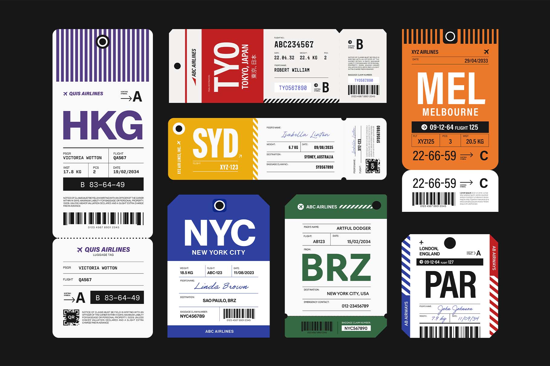 Luggage Tag Elements in AI EPS