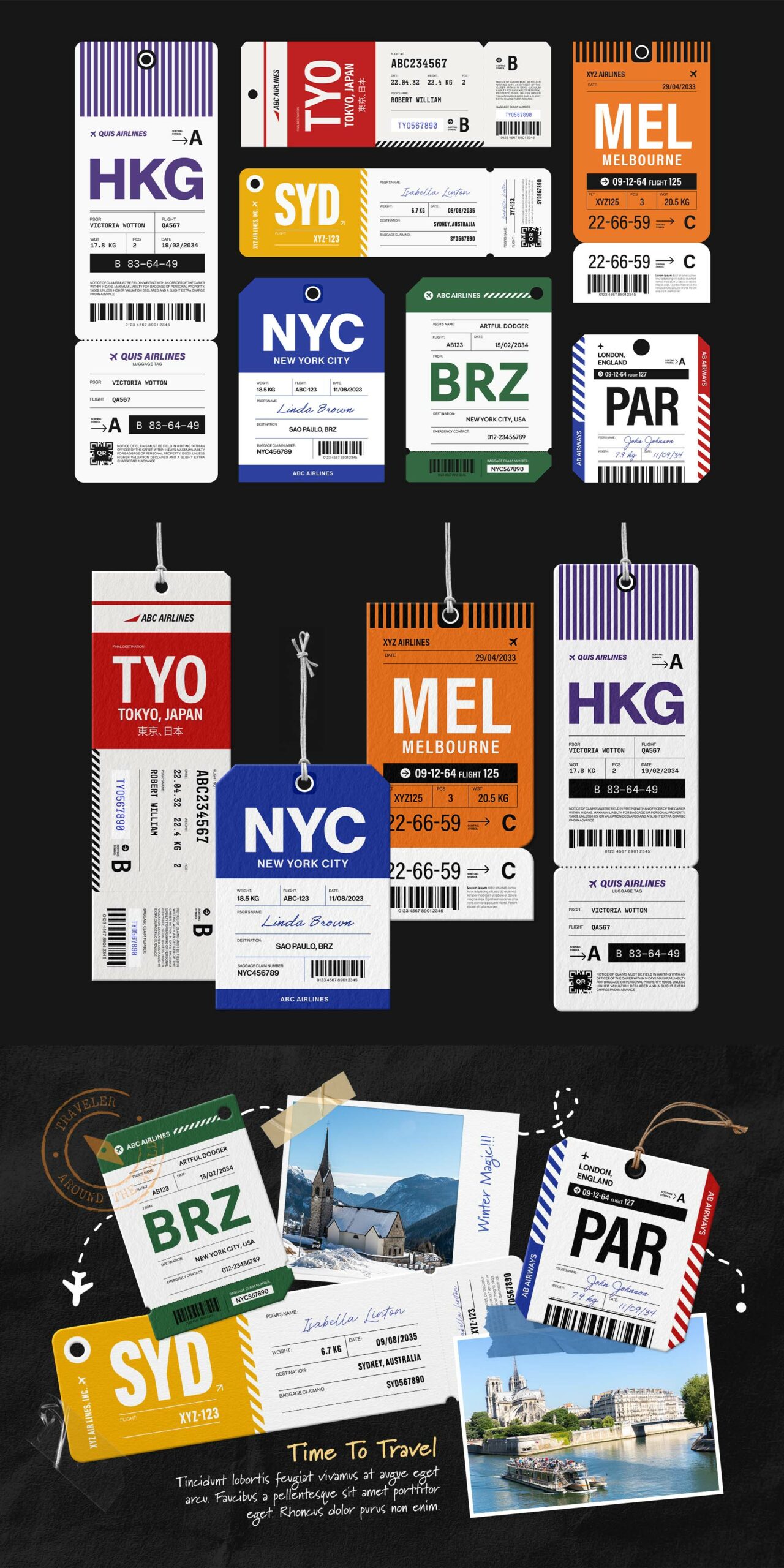 Luggage Tag Elements in AI EPS