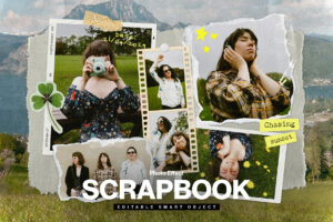Scrapbook Photo Collage Mockup Template in PSD