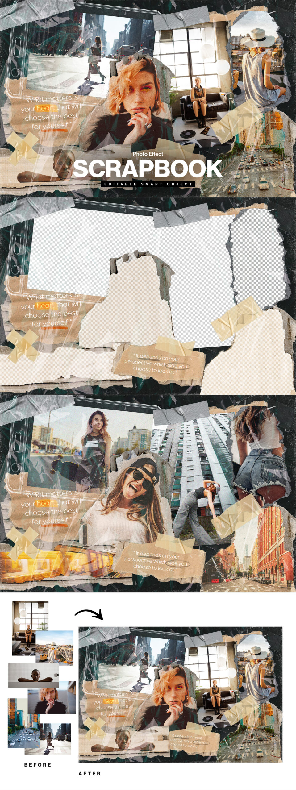 Scrapbook Photo Collage Template in PSD