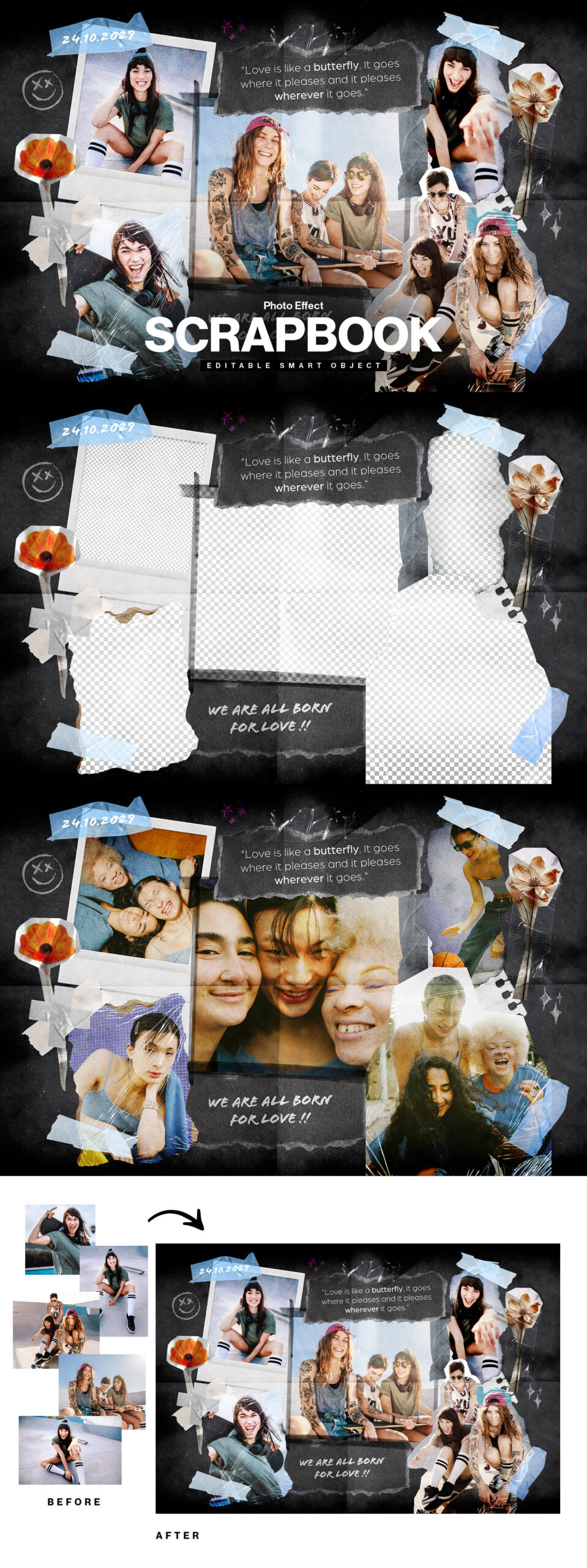 Scrapbook Photo Collage Template in PSD