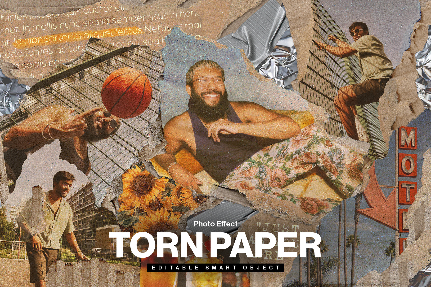 Torn Cardboard Photo Effect Template in PSD