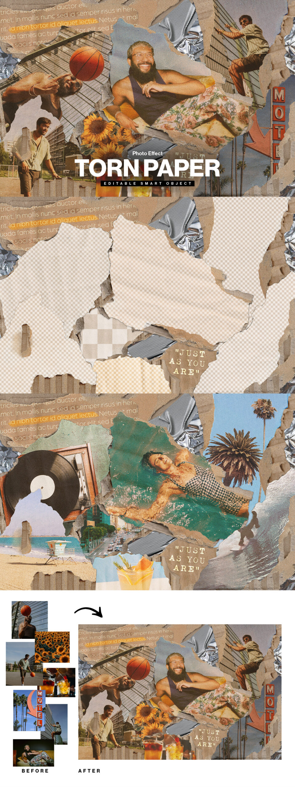 Torn Cardboard Photo Effect Template in PSD