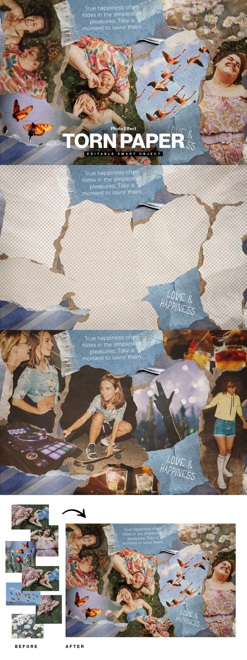 Torn Paper Photo Effect Template in PSD