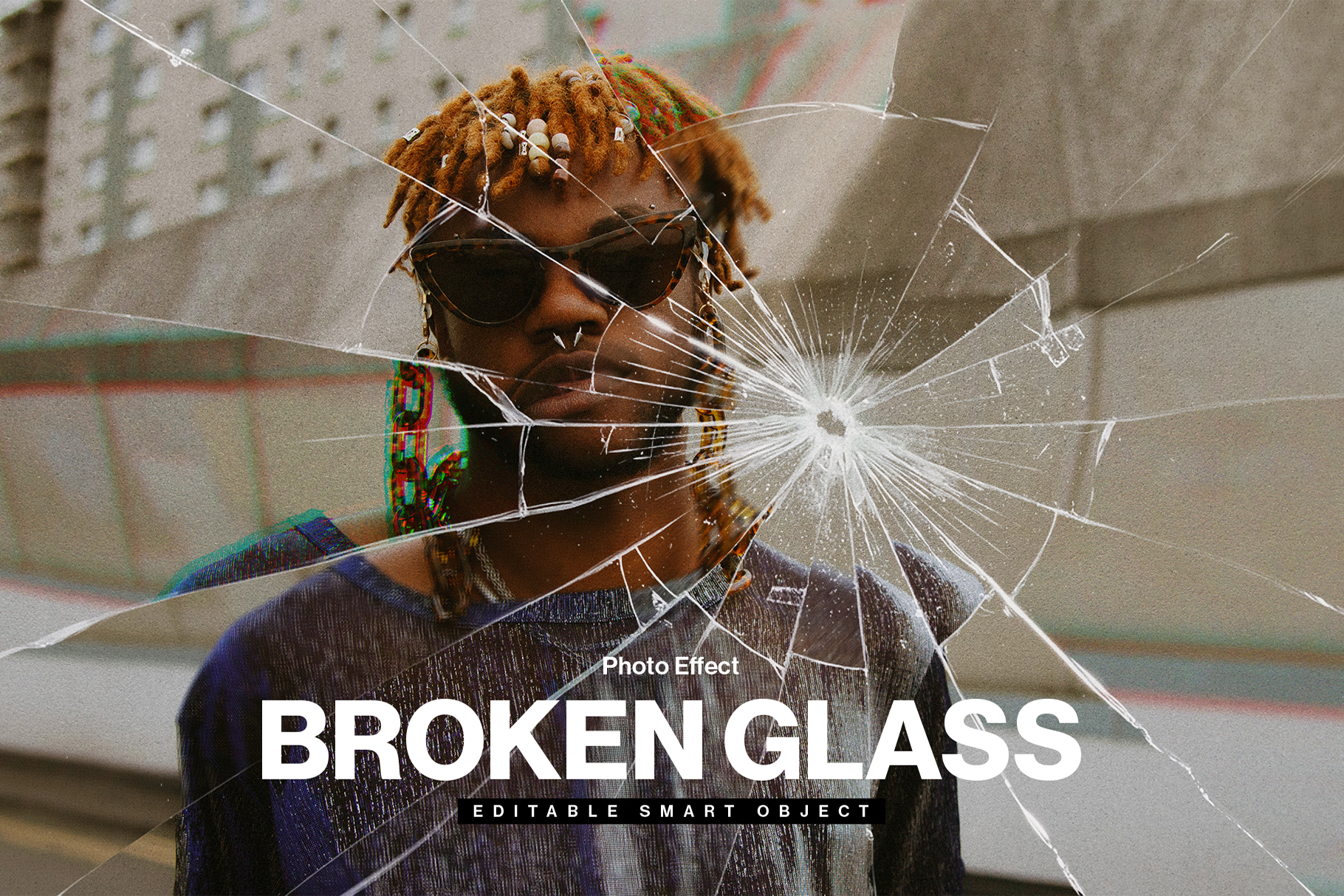 Broken Glass Photo Effect in PSD format