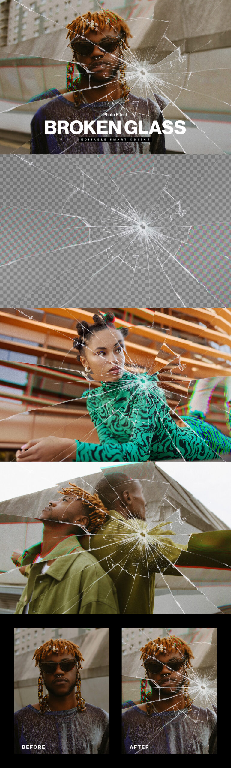 Broken Glass Photo Effect in PSD format