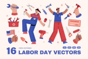 Labor Day Illustrations Set in AI EPS PNG SVG