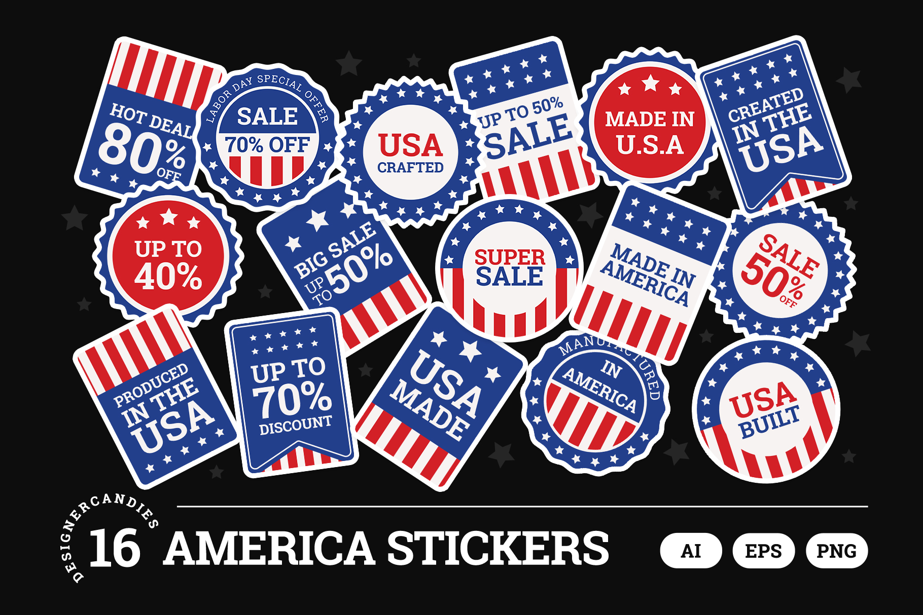 USA American Stickers in AI EPS PNG