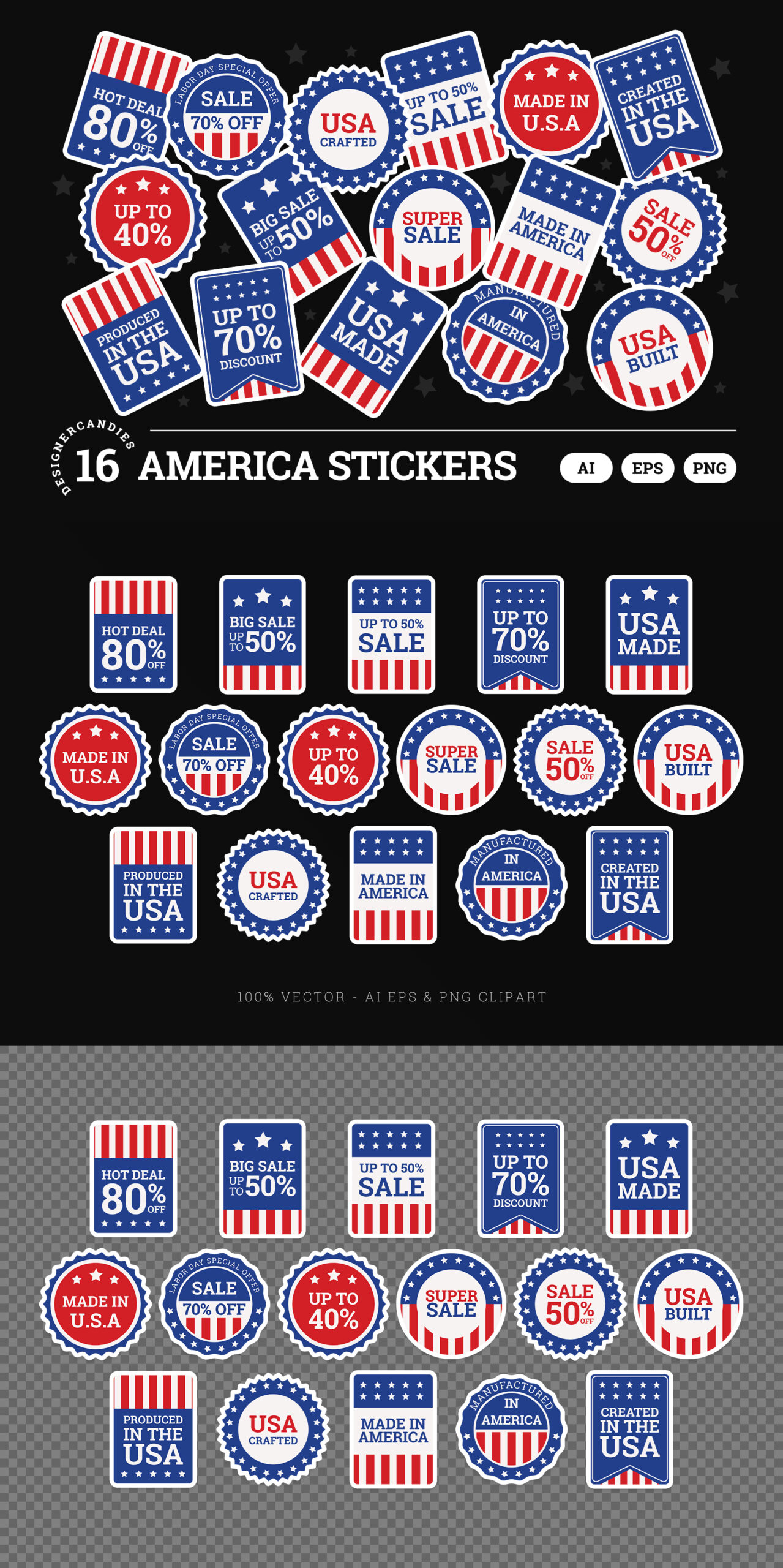 USA American Stickers in AI EPS PNG