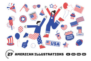 American Illustrations Set in AI EPS SVG PNG