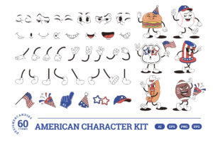 American Retro Character Creator Kit in AI EPS PNG SVG