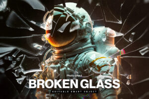 Broken Glass Photo Effect Template in Photoshop PSD