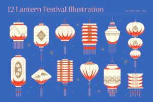 Chinese Lantern Festival Illustration Set in AI EPS PNG SVG