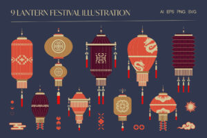 Lantern Festival Illustration Set in AI EPS PNG SVG