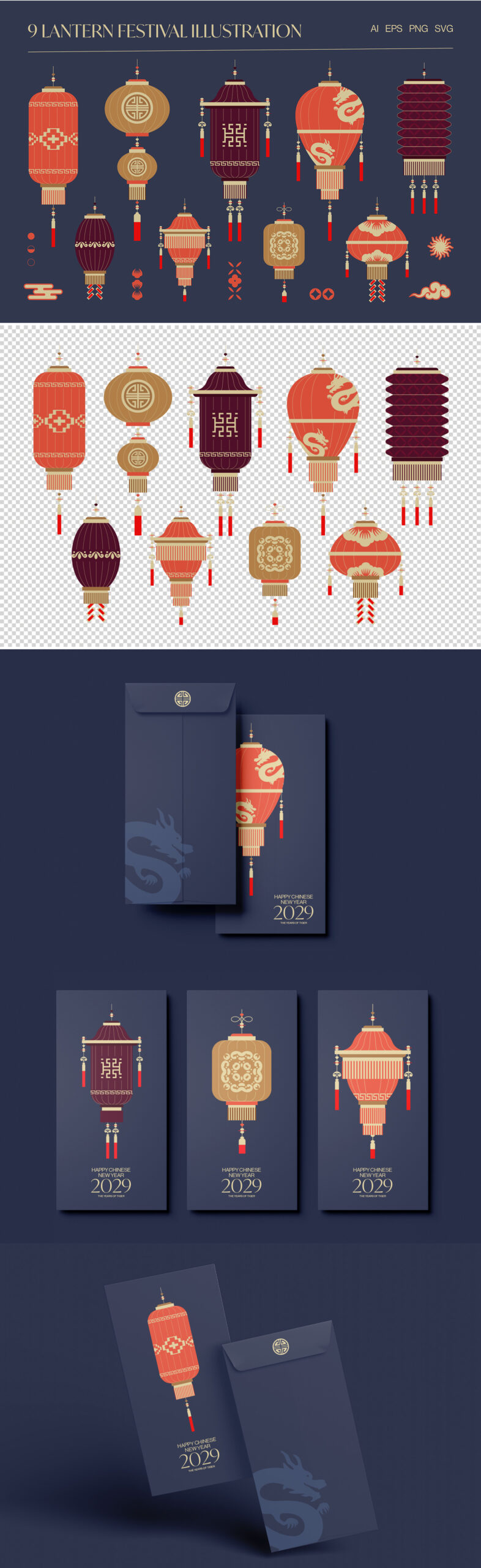 Lantern Festival Illustration Set in AI EPS PNG SVG