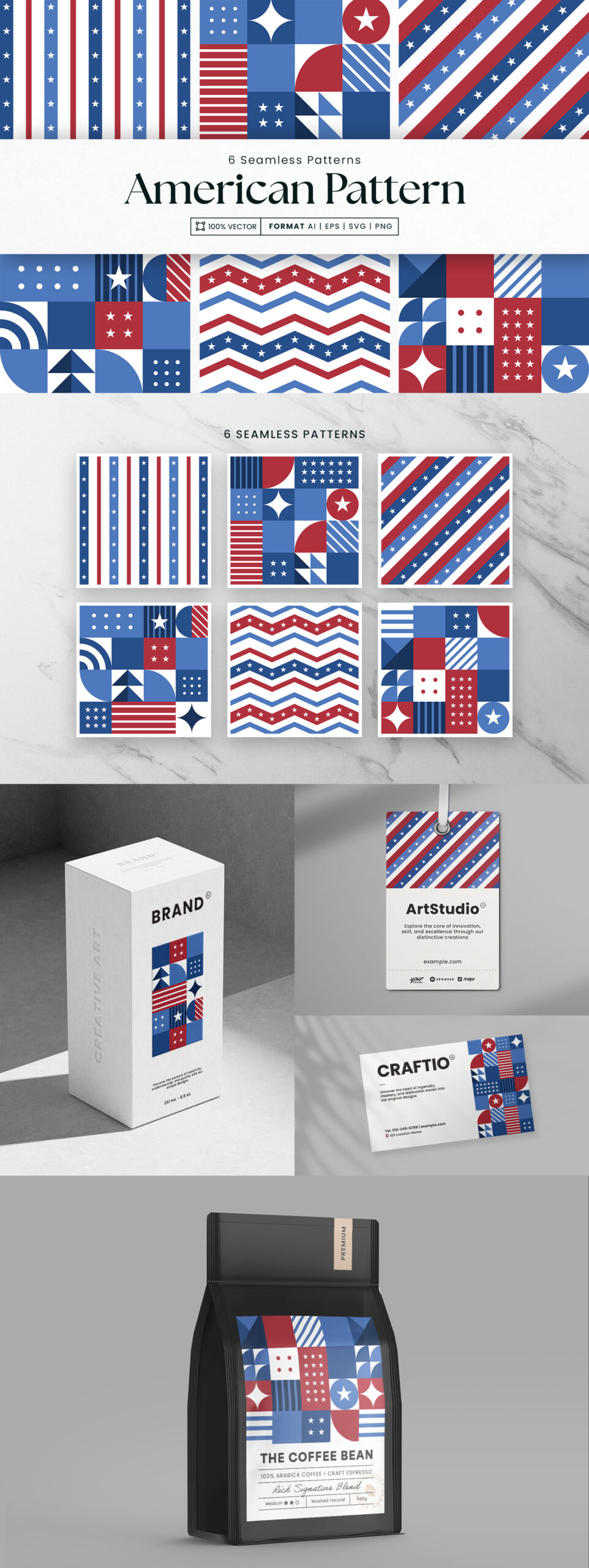 Modern American Patterns in AI EPS PNG SVG