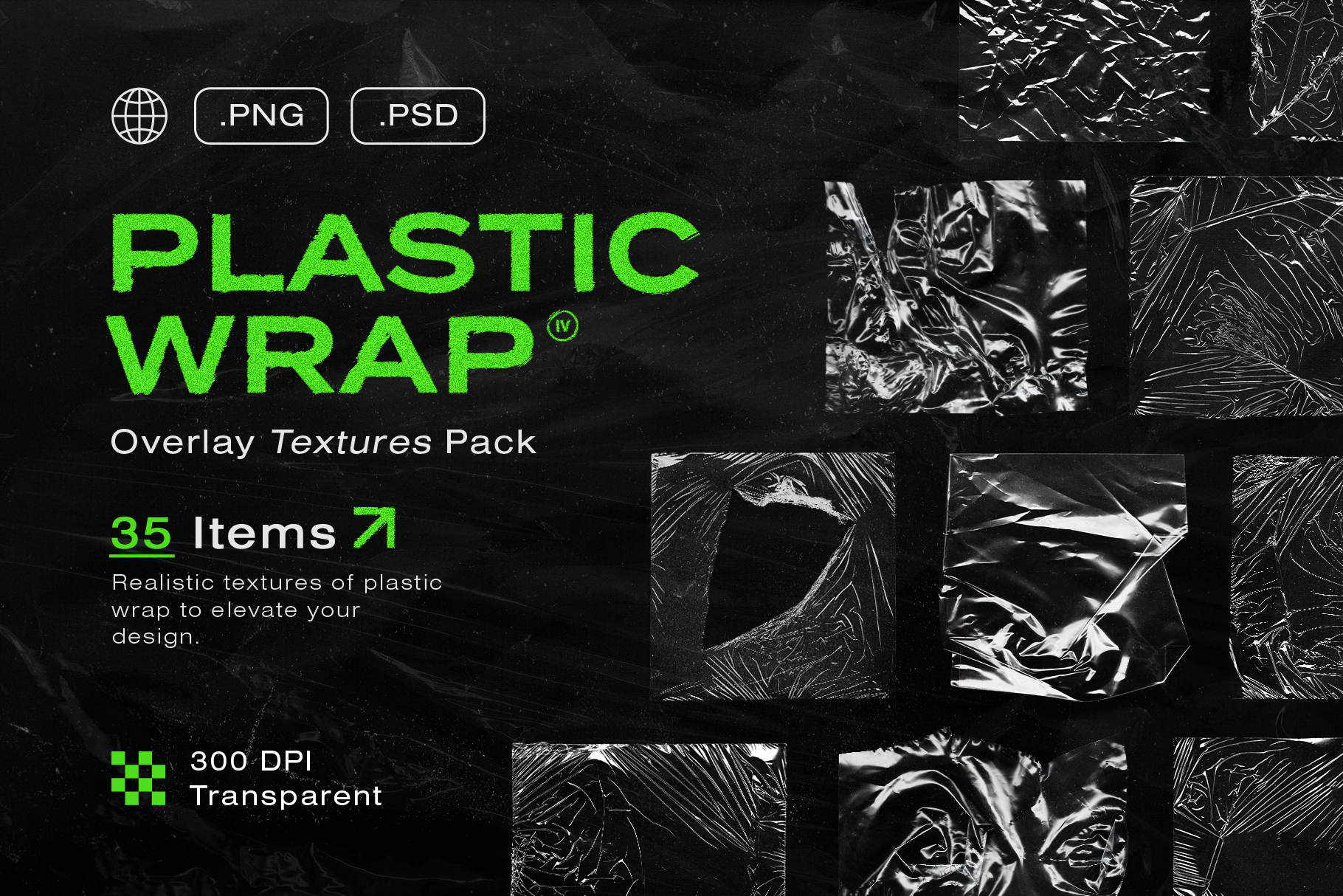 Plastic Wrap Overlay Textures Pack in PSD PNG