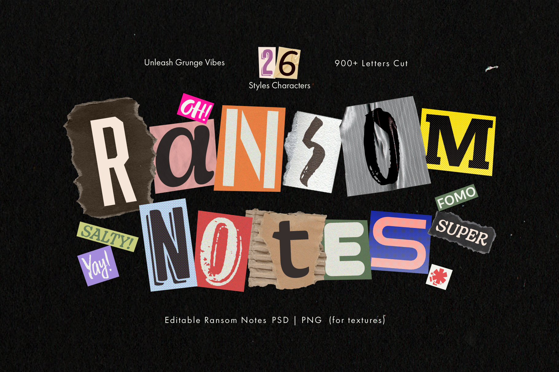 Ransom Note Letters Set in PSD PNG PAT