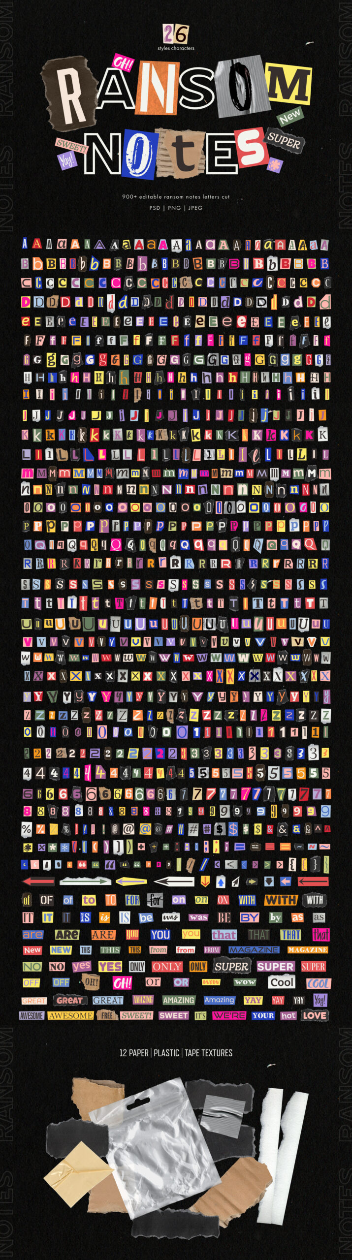 Ransom Note Letters Set in PSD PNG PAT