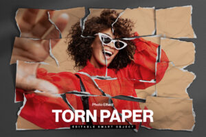 Torn Paper Photo Effect Template in PSD