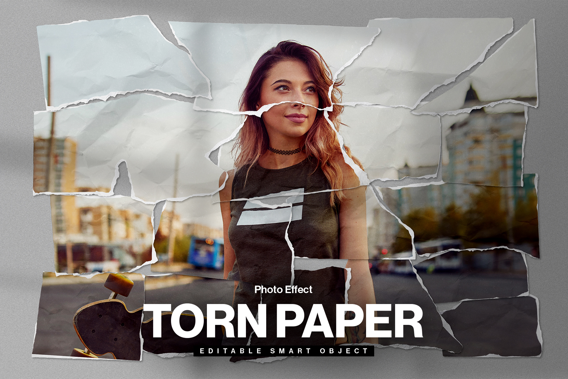 Torn Paper Photo Effect Template in PSD