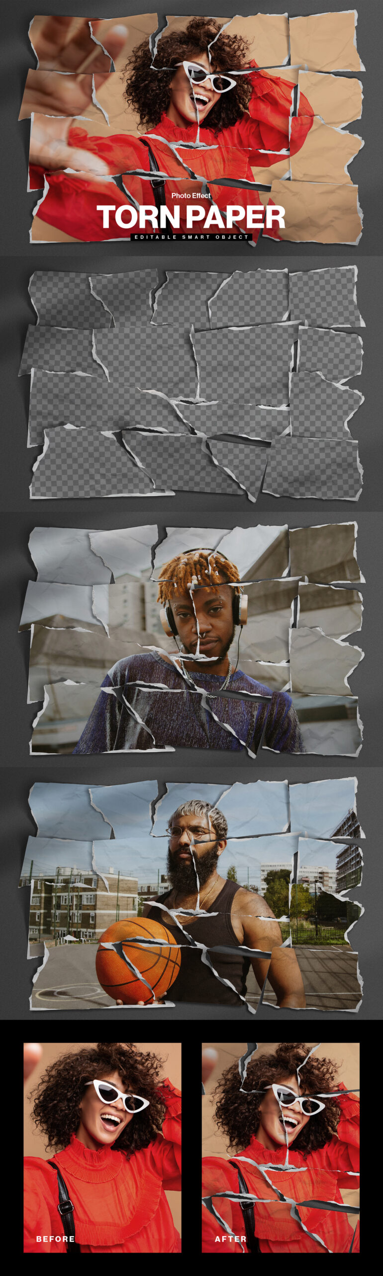 Torn Paper Photo Effect Template in PSD