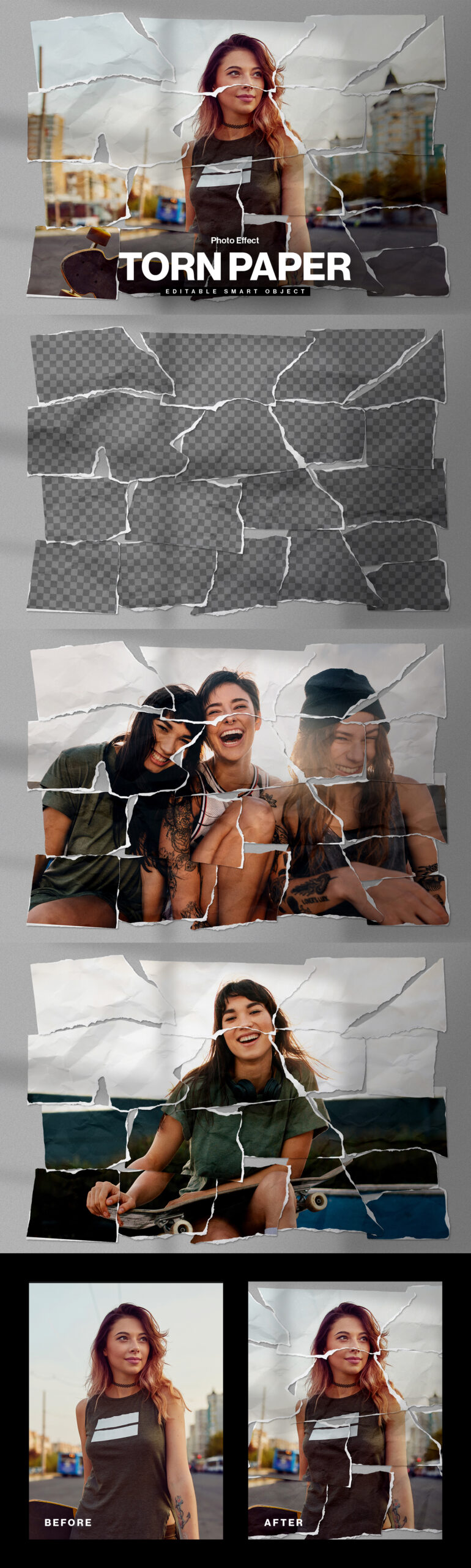 Torn Paper Photo Effect Template in PSD