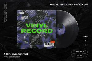 Vinyl Record Mockup Template in PSD