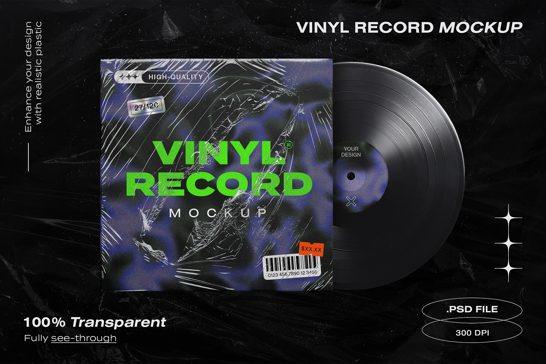 Vinyl Record Mockup Template in PSD