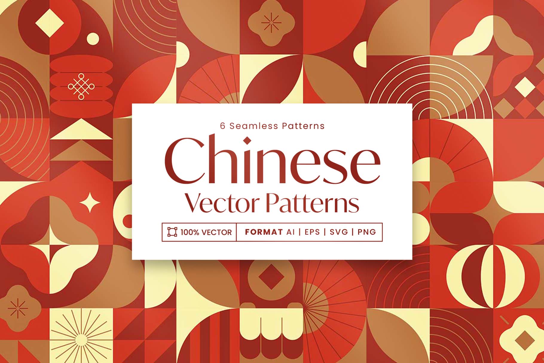 Abstract Chinese Patterns Set in AI EPS PNG & SVG