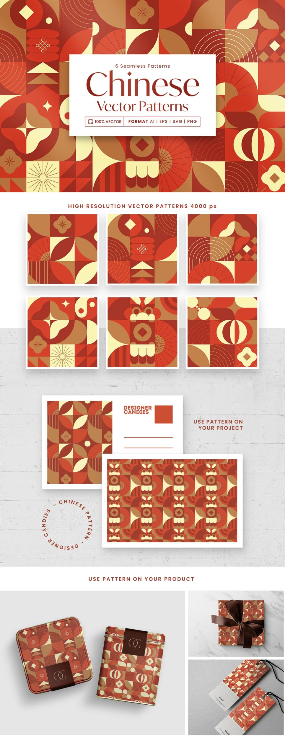 Abstract Chinese Patterns Set in AI EPS PNG & SVG