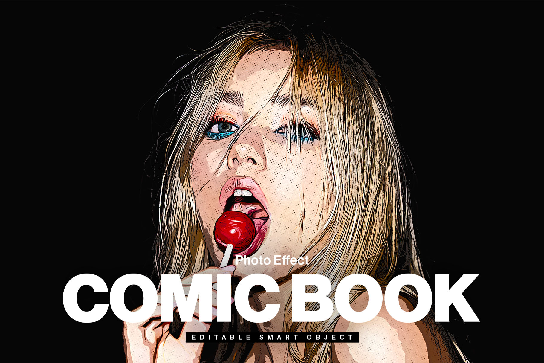 Comic Book Photo Effect Template in PSD format