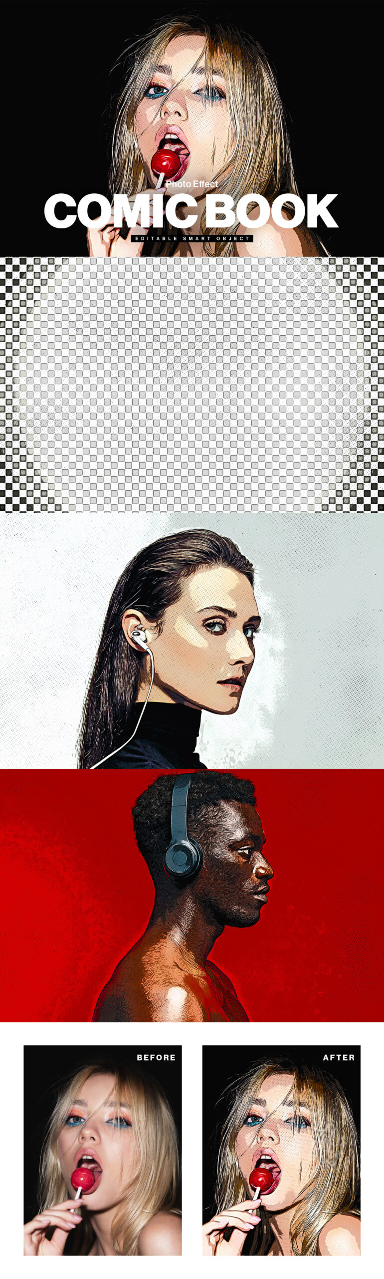 Comic Book Photo Effect Template in PSD format