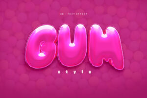 3D Bubble Gum Text Effect Template in PSD