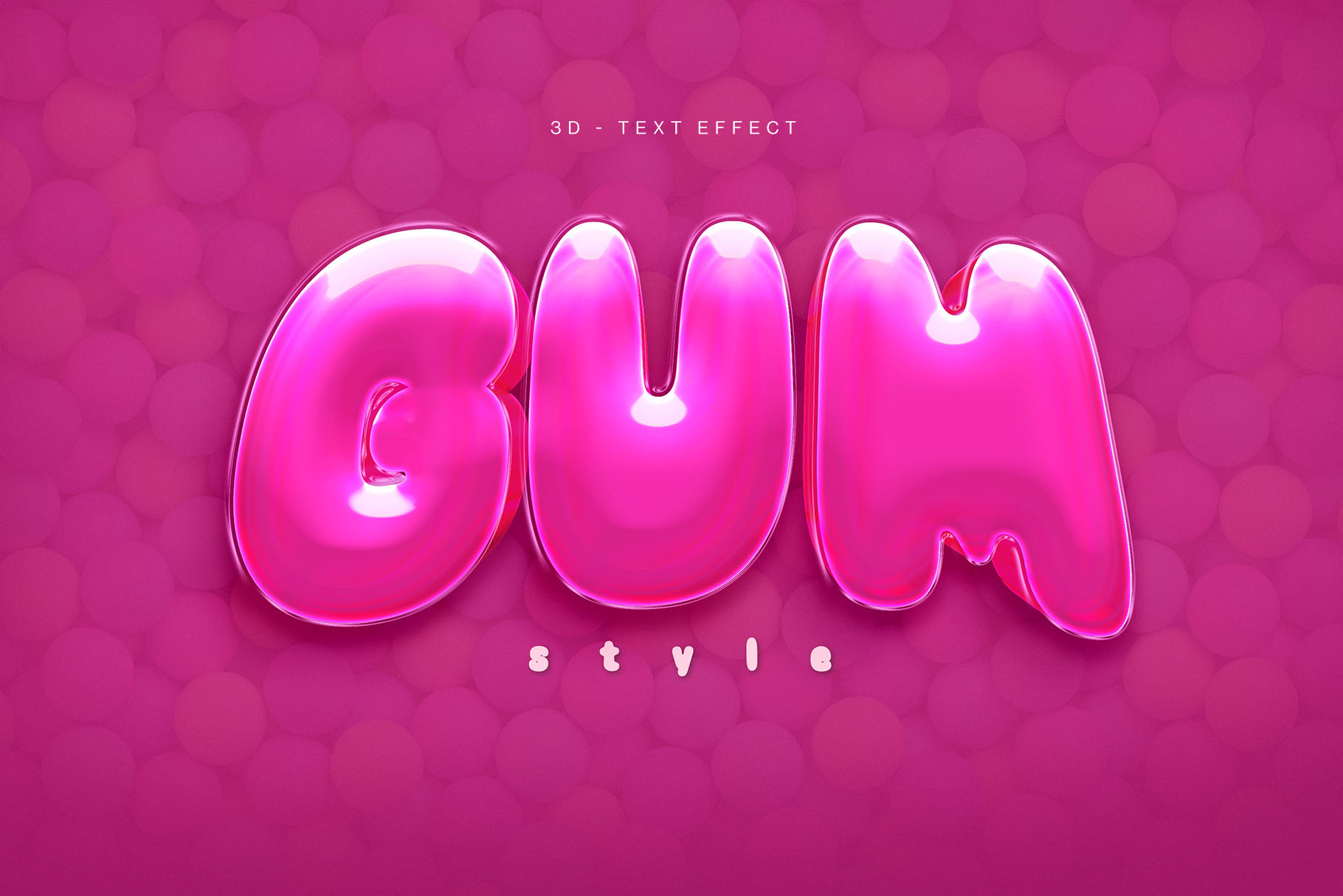 3D Bubble Gum Text Effect Template in PSD