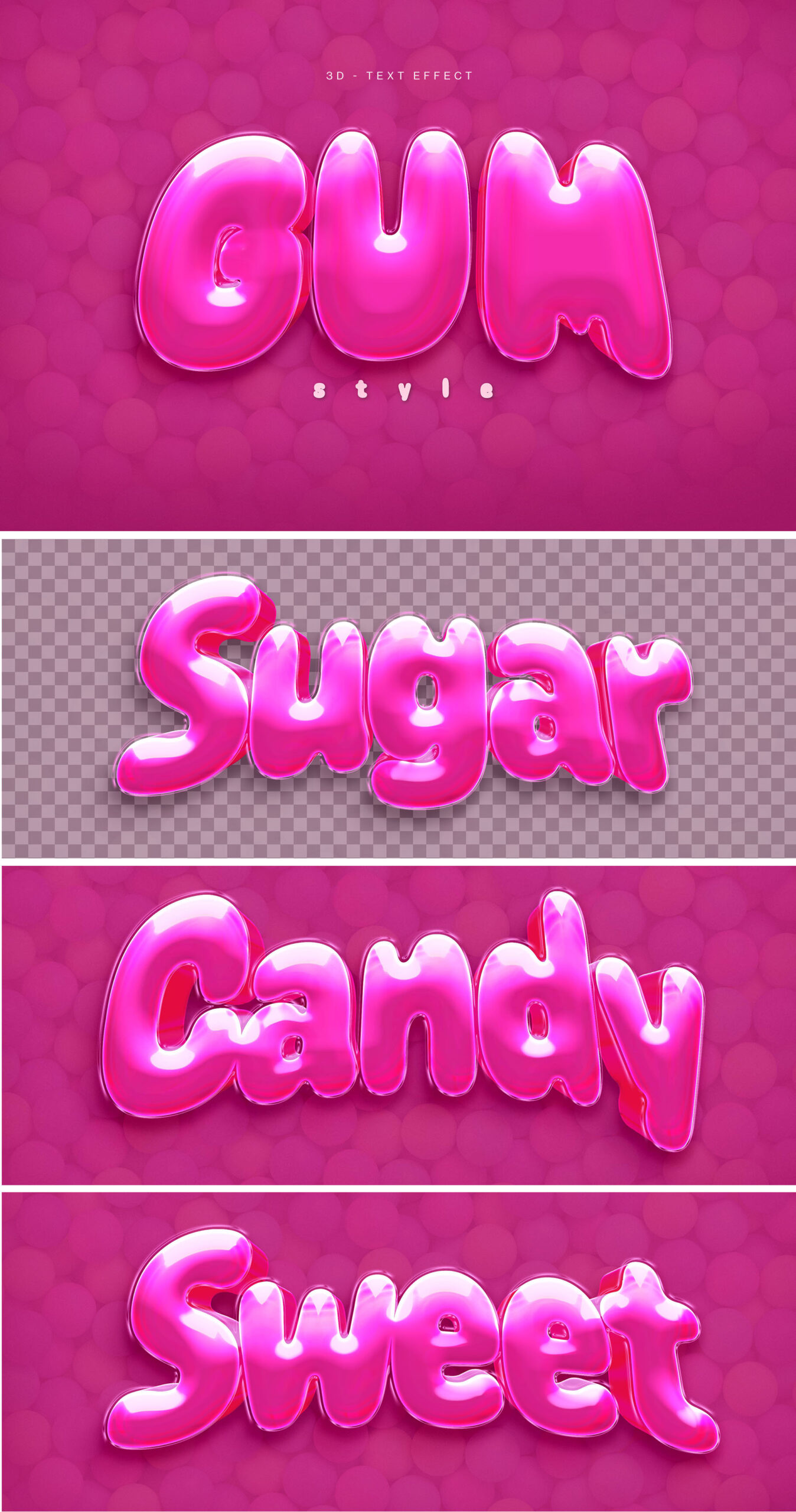 3D Bubble Gum Text Effect Template in PSD