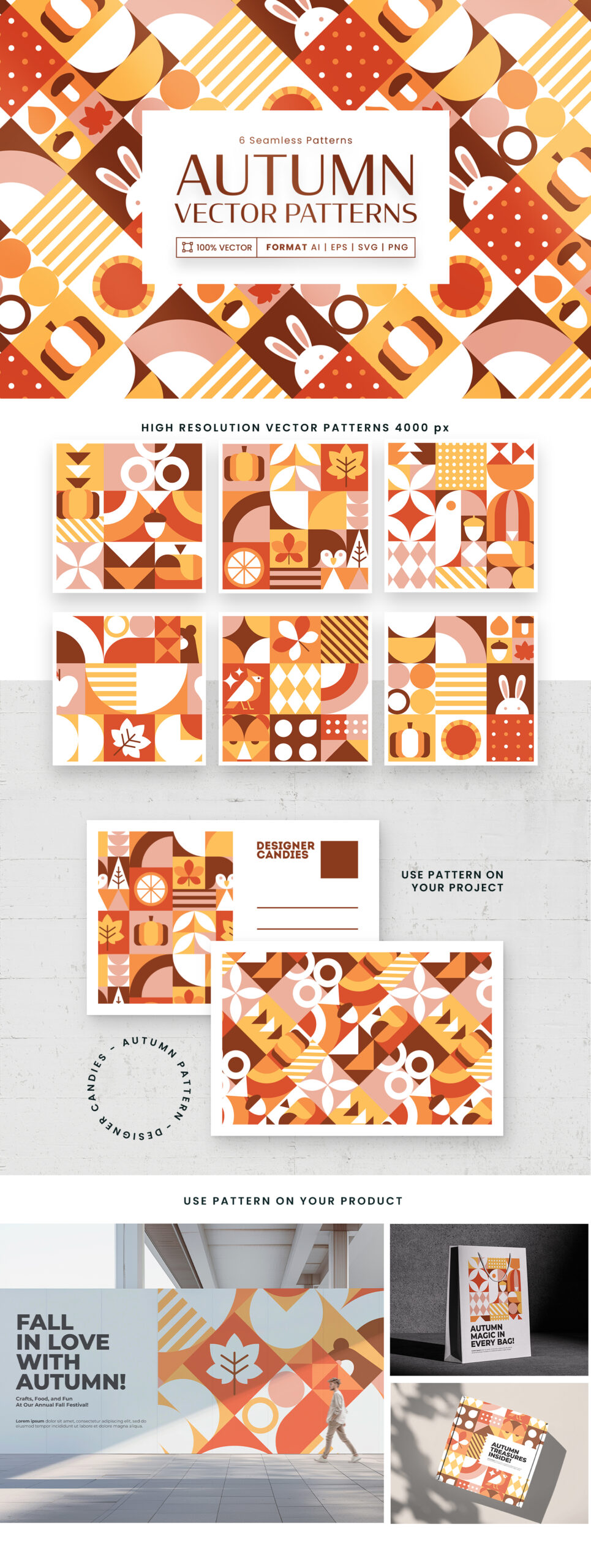 Autumn Patterns Set in AI EPS PNG & SVG