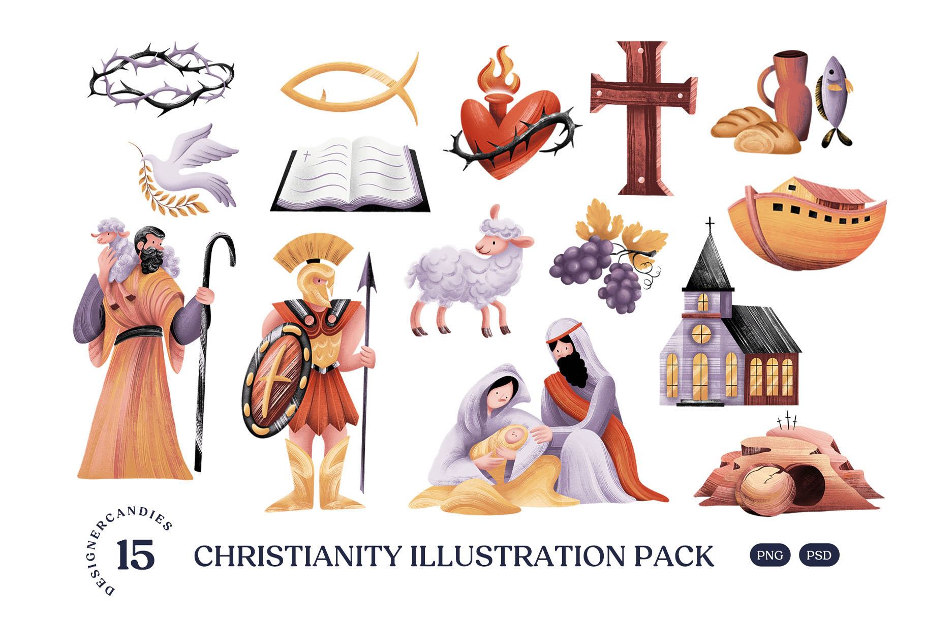 Christianity Illustration Pack in PSD & PNG