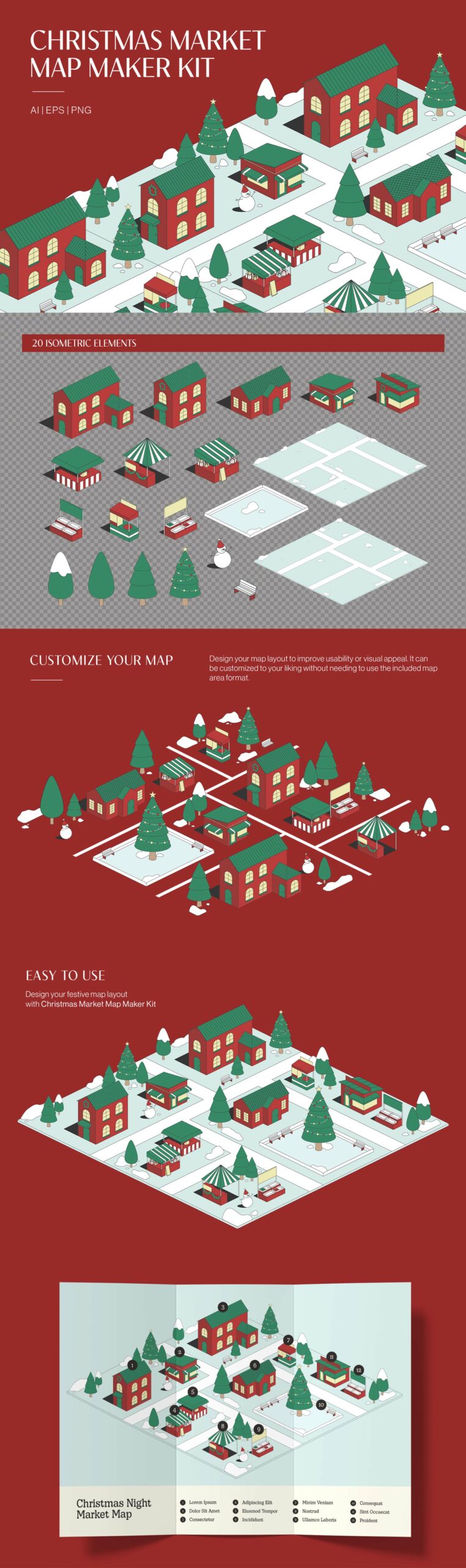 Christmas Market Map Maker Kit in AI EPS PNG & SVG