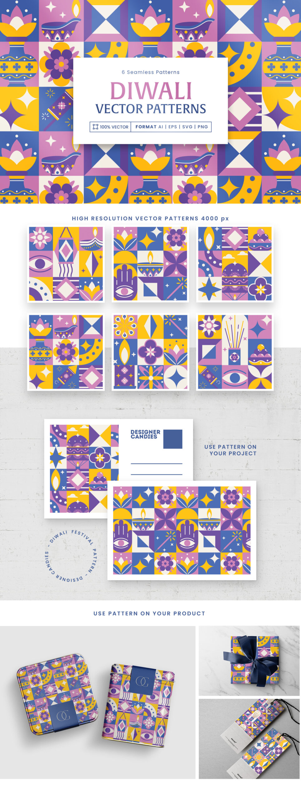 Diwali Patterns Set in AI EPS PNG & SVG