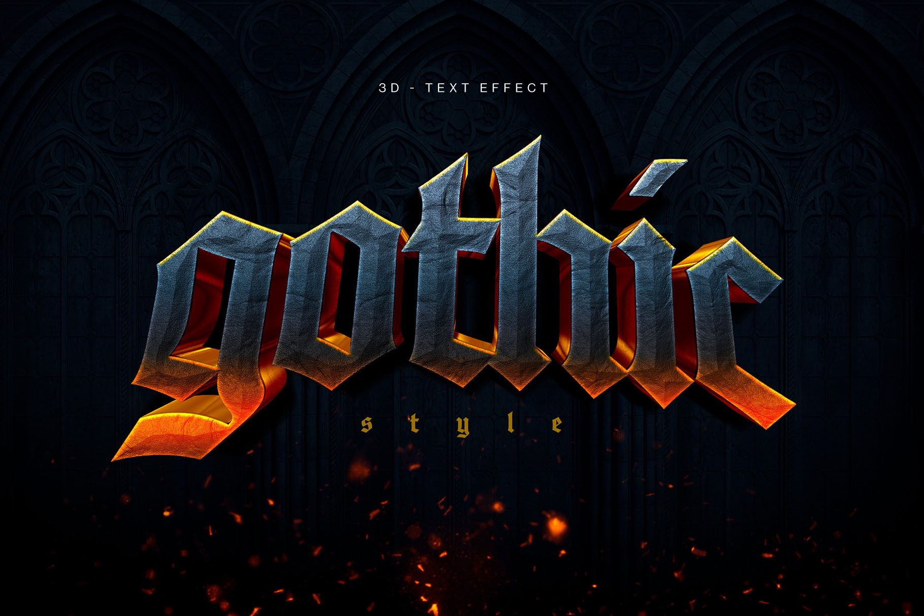 Gothic 3D Text Effect Template in PSD