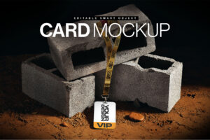 Lanyard Card Mockup Template in PSD
