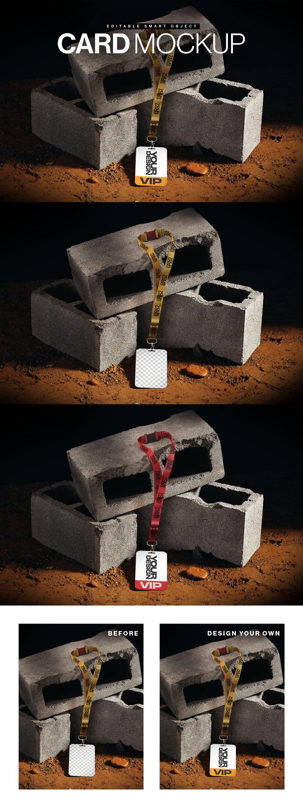 Lanyard Card Mockup Template in PSD