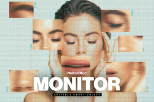 Monitor Photo Effect Template in PSD
