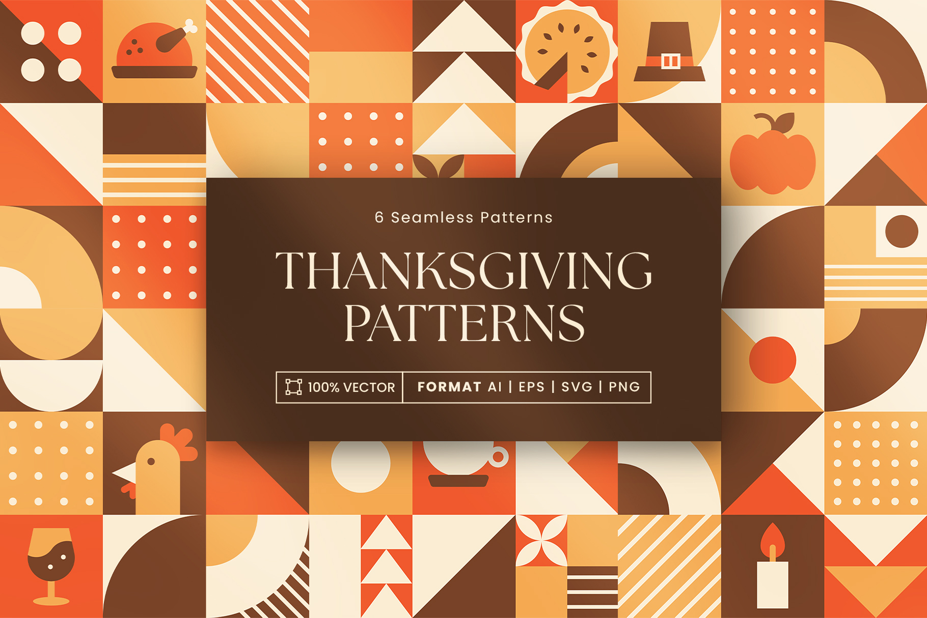Thanksgiving Patterns Set in AI EPS PNG & SVG