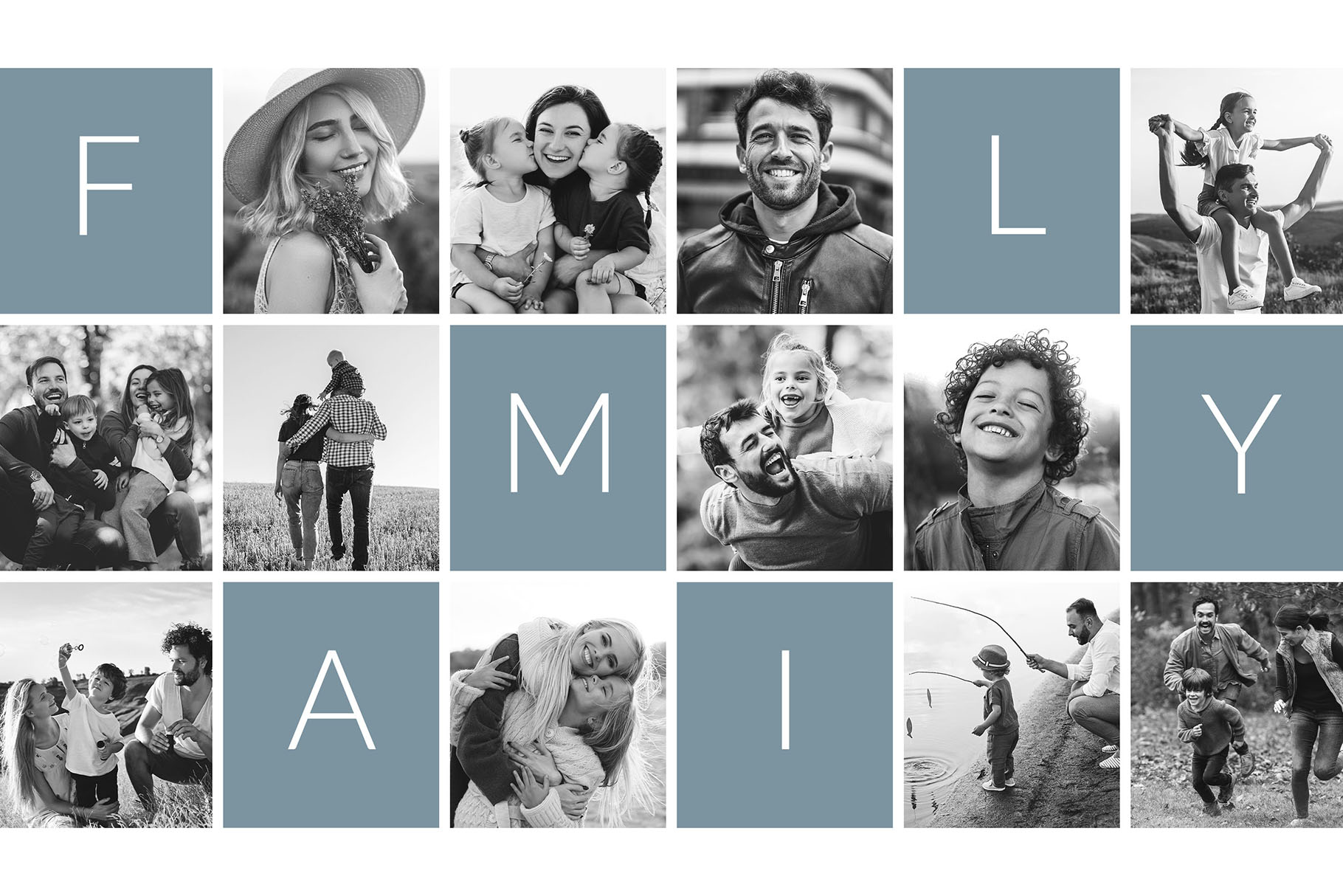 Family Photo Collage Template in PSD