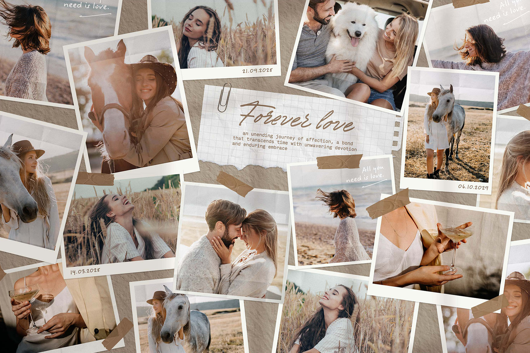 Polaroid Photo Collage & Scrapbook Mockup Template in PSD