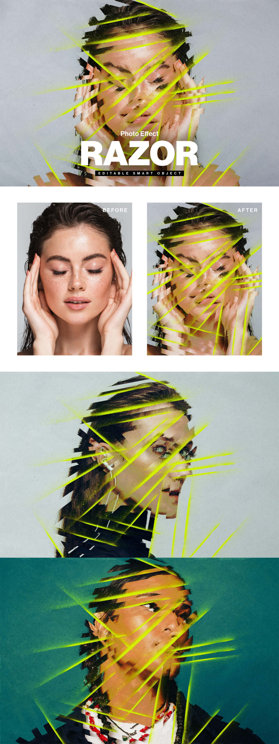 Razor Abstract Photo Effect Template in PSD