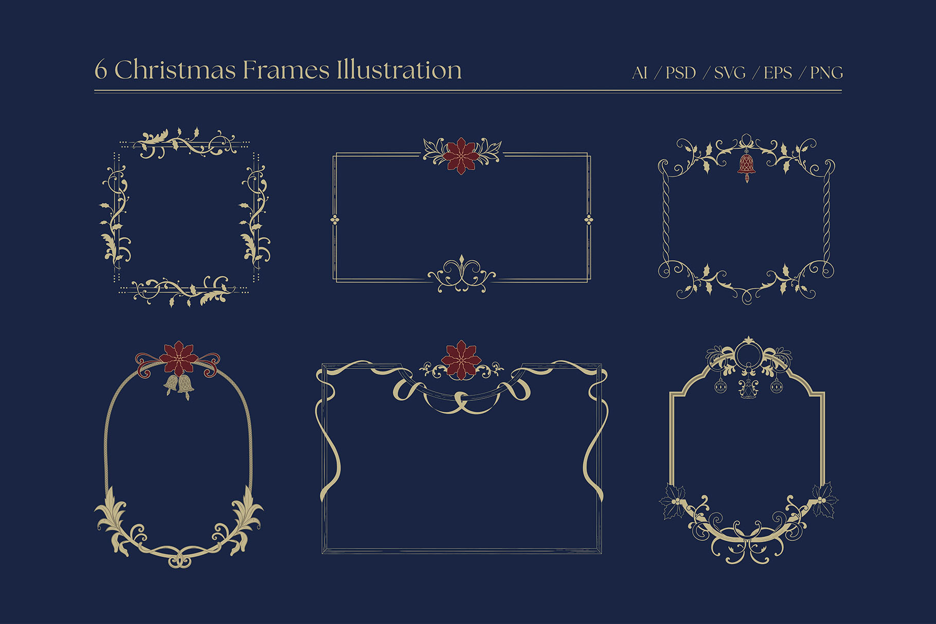 Christmas Frame Illustrations Set in AI EPS PSD PNG & SVG